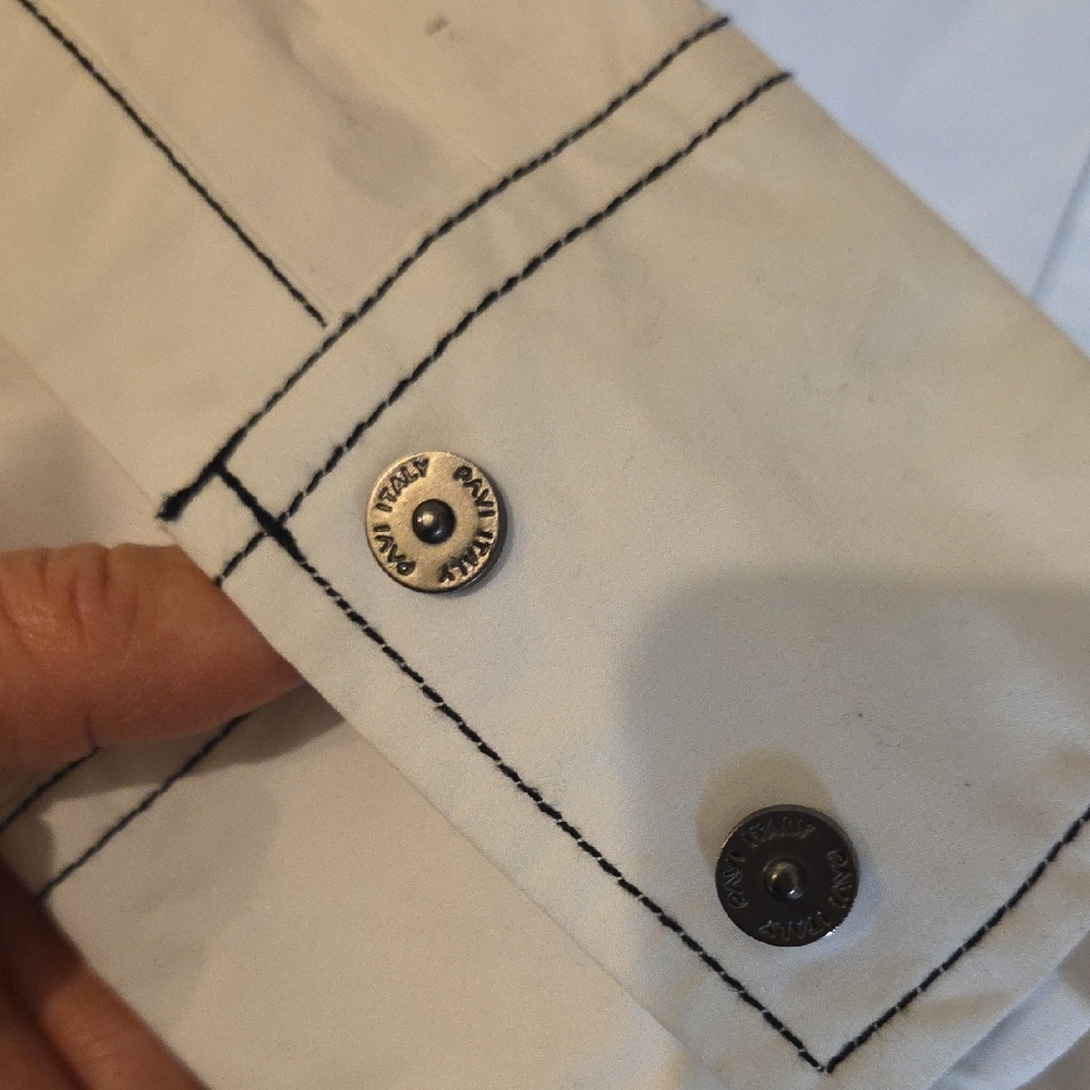 PAVI Men's White Shirt with Black Print/Embroidery/Studs Size Large NWT Western - Picture 11 of 11